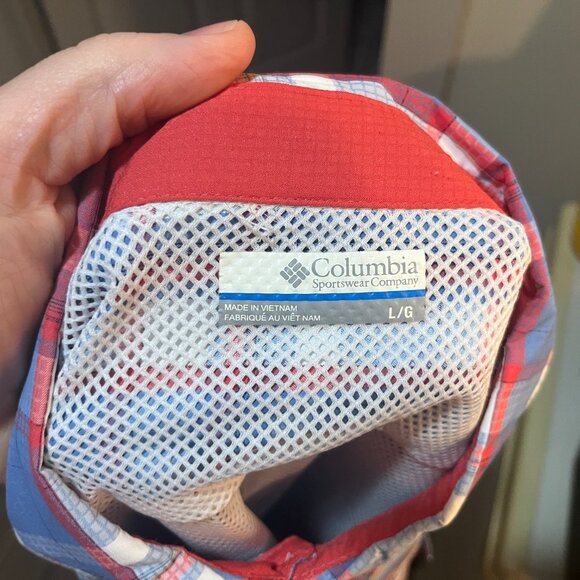 Columbia PFG Men's blue & red PFG loop collar camp fishing shirt Mint Cond L - Picture 7 of 8